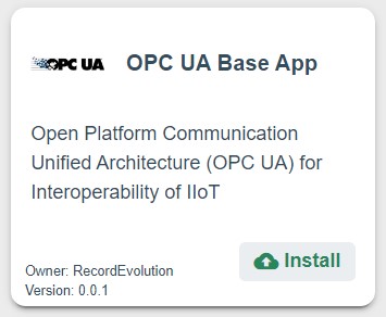 OPC UA Base App from the Record Evolution App Store